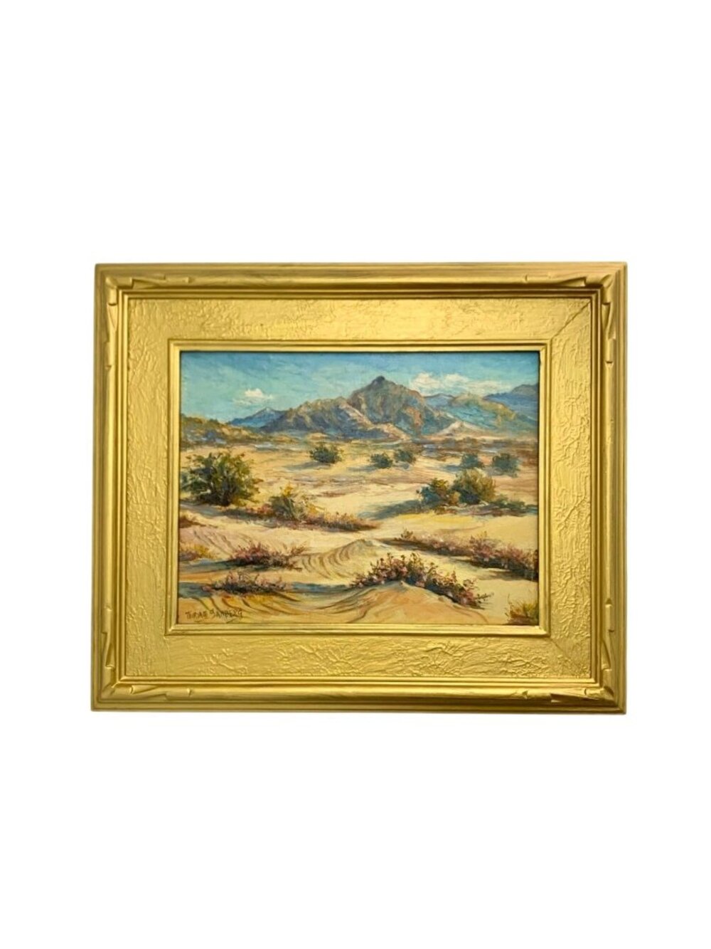 Painting California Desert Scene Oil on Board Signed Art Miriam Sandberg Art